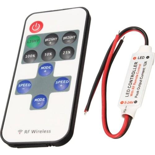 1pcs DC5-24V 12A RF Mini Wireless Controller Switch with Remote Switch Mini In-line LED Light Controller/Dimmer Drop Shipping