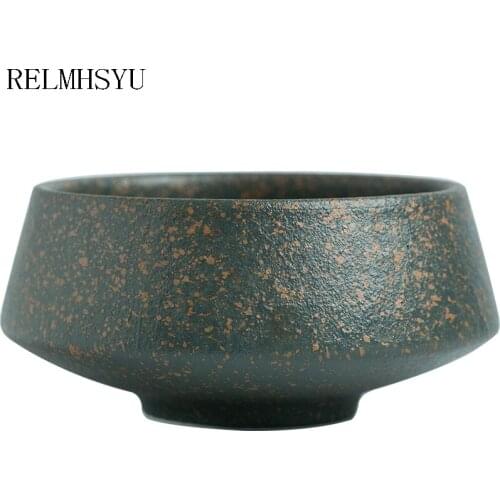 1PC RELMHSYU Japanese Style Ceramic Ceramic High-footed Rice Soup Bowl Round Flat Plate Large Dish Household Tableware