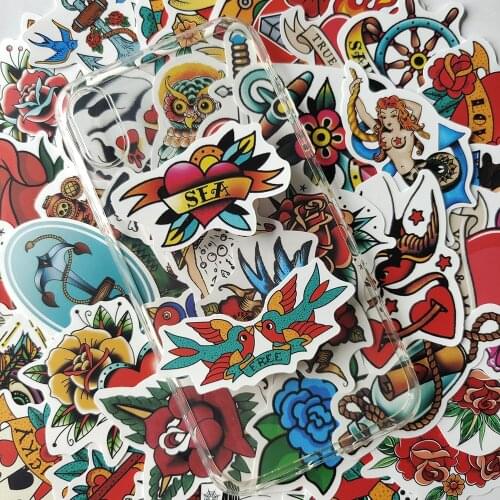 100pcs New Old School Tattoo Stickers Vsco Girl Sexy Sticker Laptop Suitcase Skateboard Funny Graffiti Waterproof Decal