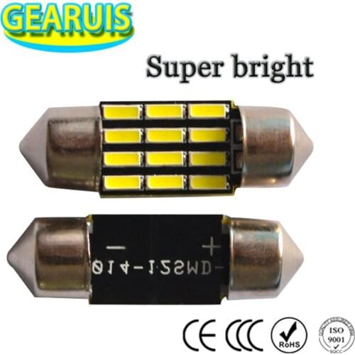 10X Bright C5W Festoon Canbus 12 SMD 4014 LED Error free 12SMD 31mm 36mm 39mm 41mm Dome Interior Light White 12V