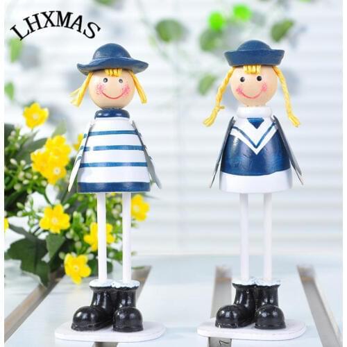 2pcs/set Mini Resin Crafts Retro Style Naval Doll Home Decoration Ornaments E436