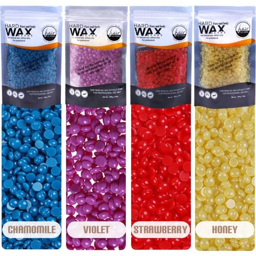 4 Packs Hard Wax Beans 100g Depilatory Hair Removal Wax Beads Grains Pellets for Men Women Arm Leg Face Chest Back Bikini Armpit