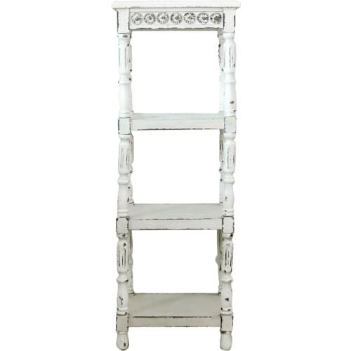 4 tier handicraft shabby retro white wood shelf floor stand