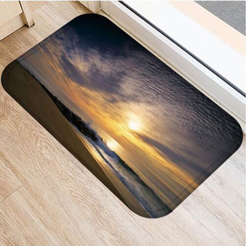 40x60cm Cute Diy Print Floor Mat Bathroom Ground Mat Slip Door Bath Pad Rug Living Room Carpet Beach Scenery