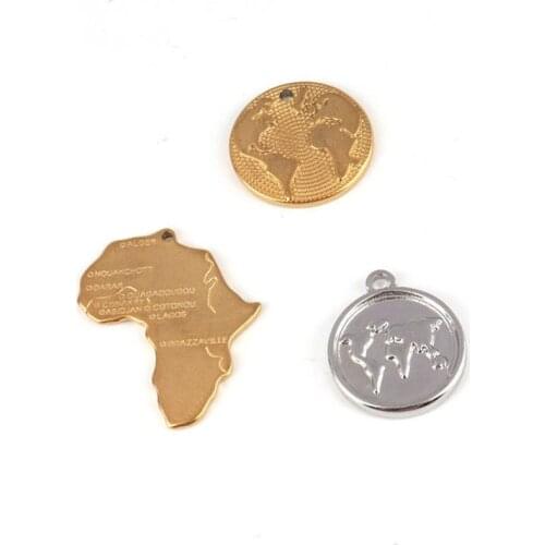 5pcs/lot Variety Styles Stainless Steel Gold Map Charms For DIY Jewelry Making Bracelet Necklace Eearring Accessories