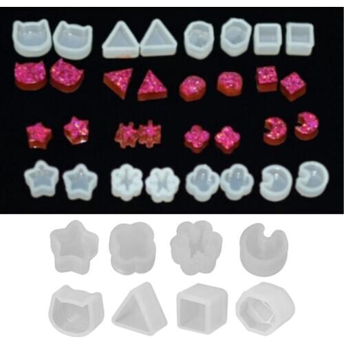 8 Pair/set UV Resin Silicone Molds DIY Crystal Epoxy Mold Small Earrings Stud Making Mould