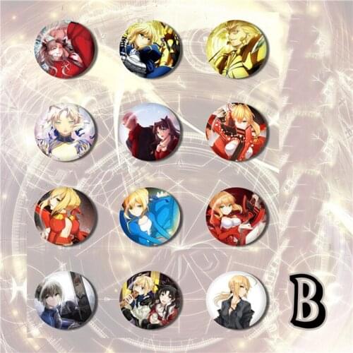 58MM Fate/stay night Saber Rider Caster Icons on The Backpack Pin Brooch Anime Badge