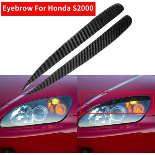 2PCS Car Styling Real Carbon Fiber Headlight Eyebrow Eyelids For Honda S2000 AP1 AP2 SportTrim Cover Sticker Accessory 2000-2009
