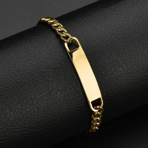 Stainless Steel Chain Blank ID Tag Bracelets For Women Men Can be Customized Engraving Couple Bracelet Valentines Day Gift