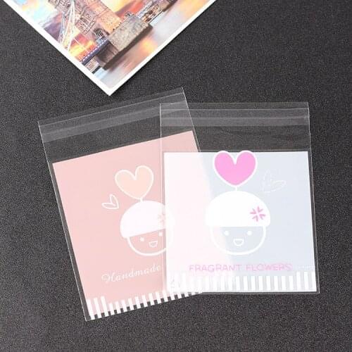 500PCS Handmade Printed Cellophane Biscuit Bags Wedding Cookie Bags Plastic Candy Bag with Self Adhesive Packaging Jewelry 10x10