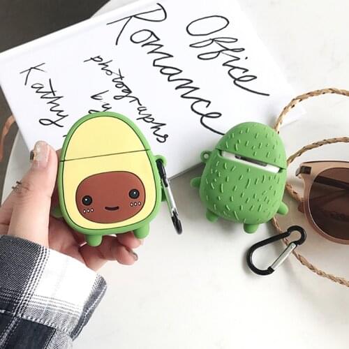 Fruit Earphone Case For Apple Airpods 2 Soft Green Avocado Silicone Cute Strawberry Headphone Charging Box For Airpods 1