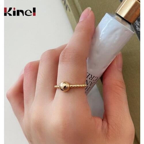 Kinel Bijoux 925 Sterling Silver Rings Ladies Korean Resizable Handmade 18K Gold Ring Silver 925 Jewelry