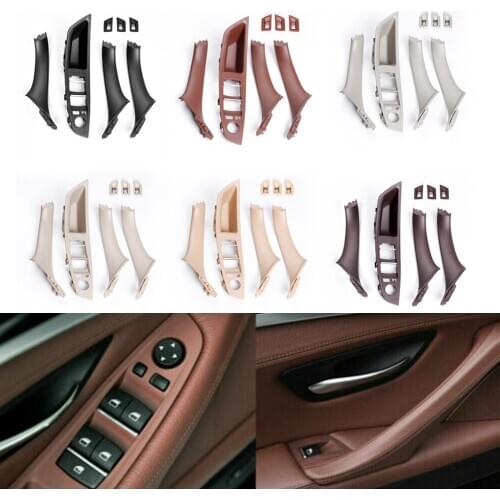 7pcs Car Door Handle Window Lift Switch Button Frame Panel For BMW 5 Series F10 F11 F18 2010 2011 2012 2013 2014 2015 2016 2017