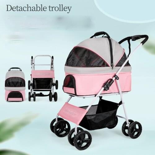 Pet Stroller Light Folding Cart Cat Dog Teddy Nest Basket Outdoor Travel Supplies