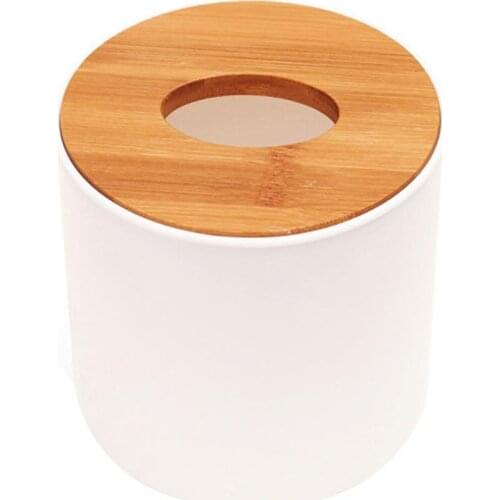 Hot Sale 80% Wooden Round/Square Tissue Box Case Napkins Paper Towel Storage Box Container Holder Home Office Organizer