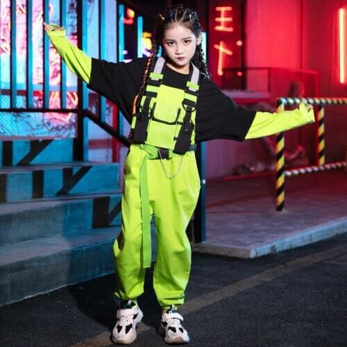 Winter Girls Jazz Dance Costume Children Hip-Hop Catwalk Tide Costume Street Dance Performance Costume T-Shirt Jumpsuit DWY2675
