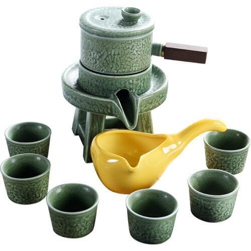 Beautiful tea set contracted lazy household kung fu tea set tea ware ceramic teapot semi automatic restoring ancient ways