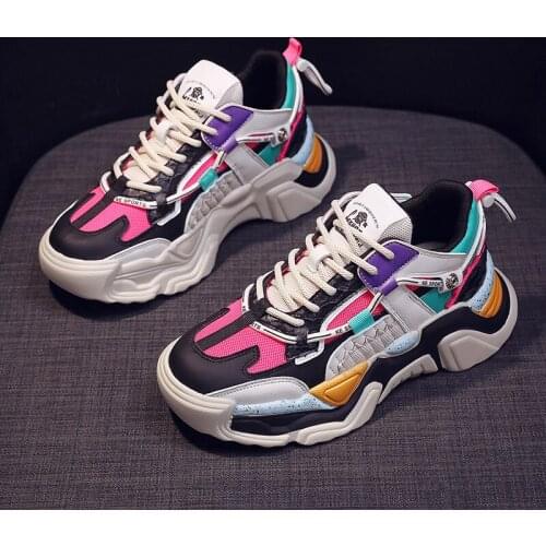 2021 New Women Chunky Platform Sneakers Casual Shoes Fashion Thick Sole White Daddy Shoes Women Vulcanized Shoes Tenis Feminino