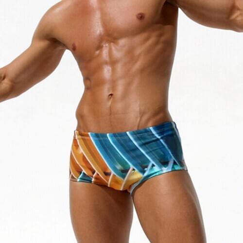 New Beach Men Printing Swimsuit Sexy Short Sport Homme Low Waist Swimwear Briefs Fashion Swimming pants For Men Sea Surf Tight