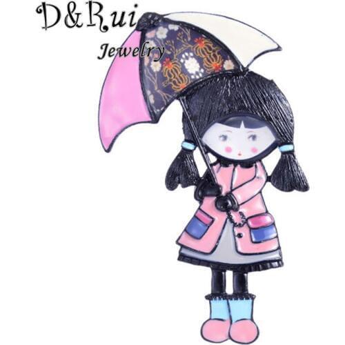 Pretty Girl With Umbrella Brooches Exquisite Elegant Doll Brooch Pins Fashion High Quality Enamel Jewelry Accessories 2019 New