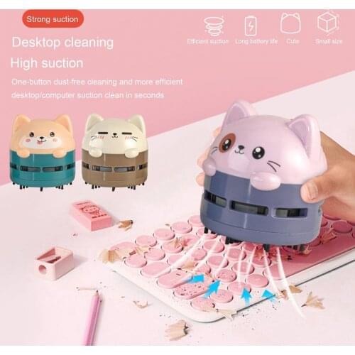 Multifunction Mini Cartoon Animal Pattern Rechargeable Wireless Vacuum Cleaner Dust Remover Keyboard Cleaning For Home Office