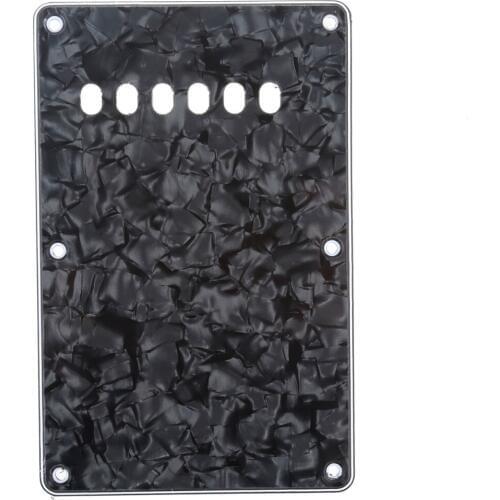 Musiclily 6 Hole Guitar Back Plate for China Made Squier, 4Ply Black Pearl