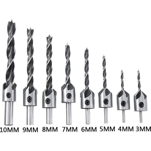 9pcs/lot HSS Woodworking Chamfer Drill Bit Tapered Drill Countersink Bit Screw Set Electric Drills Wood Pilot Hole