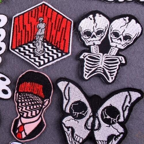 Punk Skull Patch Clothing Stickers Metal Rock Band Iron On Patches For Clothing Biker Embroidered Punk Stripe For Clothes Badge