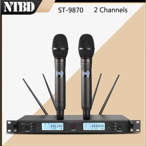 NTBD Hip Hop Home KTV School Party Stage Performance Sing ST-9870 Professional True Diversity Dual Wireless Microphone