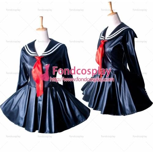 Sissy Maid Dress Sex Faux Leather School Uniform Dress Cosplay Costume Tailor-made[G1353]