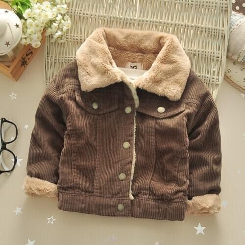 Boys coat with heavy winter coat baby corduroy jacket childrens warm padded jacket