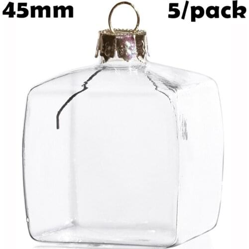Promotion - Handmade DIY Paintable Clear Christmas Decoration 45mm Glass Square/Cube Ornament, 5/Pack