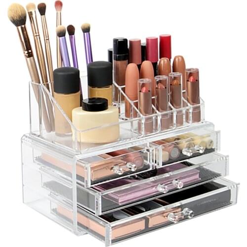 Clear Acrylic Makeup Organizer Large-capacity Desktop Storage Box Multifunctional Multi-compartment Cosmetics Storage Boxes