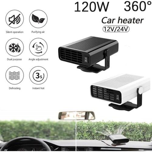 Electric Car Heater with Heating&Cooling Defroster Defogger 12/24V 120W Demister Vehicle Heater Fan for Windshield