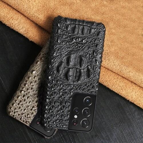 Luxury Leather phone case For samsung s21 ultra genuine leather Crocodile texture cover For Samsung Galaxy note 20 ultra s20fe