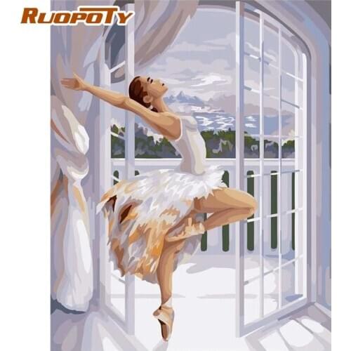 RUOPOTY Ballet Dancer Girl Figure Painting By Numbers Unique Gift For Adults Handmade Diy Framed On Canvas Modern Home Crafts