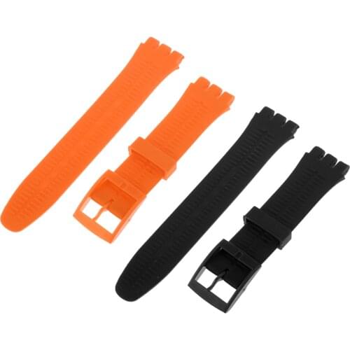 2pcs Silicone Rubber Waterproof Sport Wrist Watch Band Strap Black Orange