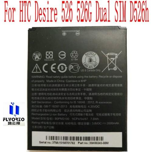 New High Quality 2000mAh BOPM3100 Battery For HTC Desire 526 526G Dual SIM D526h Mobile Phone