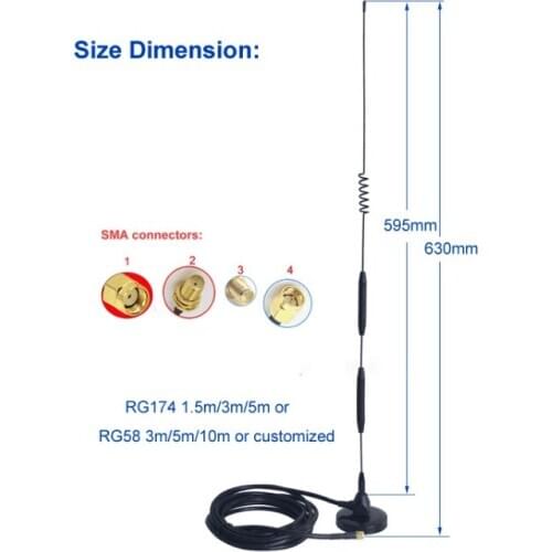 62mm Magnetic 900M GSM GPRS 2.4G Wifi 30dbi omni LTE 4G Antenna with RG58 Cable in 1PCS