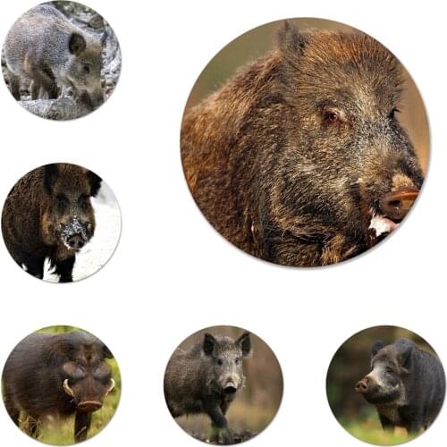 Wild boar Custom Icons Pins Badge Decoration Brooches Metal Badges For Clothes Backpack Decoration 58mm