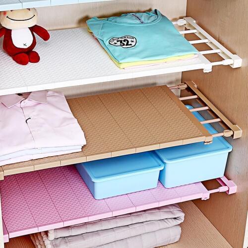 1PC Wardrobe Closet Organizer Shelf Bedroom Furniture Add Layer Save Space Kitchen Rack Holder Storage Cabinet Shelf