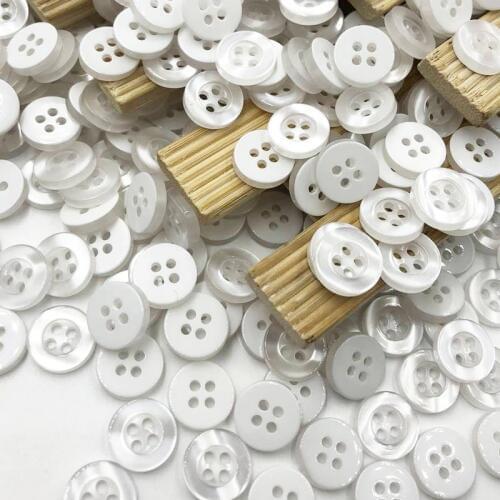 100pcs White color 4holes buttons shirt buttons apparel supplies sewing accessories 11mm PT160