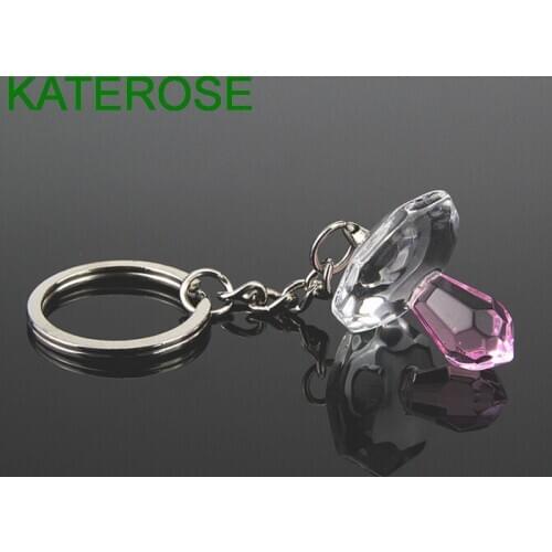 18PCS Pink Crystal Pacifier Design Keychain Ring Baby Girl Shower Favors Birthday Party Giveaway Gift