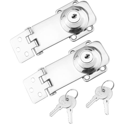2 or 1 Set 304 Stainless Steel Boat Locking Hasp & Keys Safety Lockable Hasp Latch for Yacht Hatch/Cabinet/Trunk Box/Door Marine