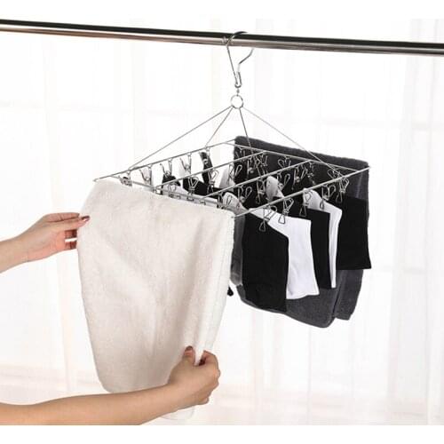 30/40/50Peg Multifunctional Aluminum Alloy Socks Underwear Bra Hanger Clip Household Windproof Drying Rack Hangers For Clothes