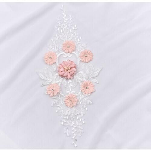 3D stereo beading lace flower for wedding dress veil performance dress diy patch