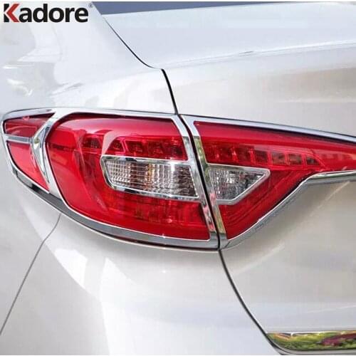 Rear Light Lamp Cover Trim For Hyundai Sonata 2015 2016 ABS Chrome Tail Lights Taillight Frame Trims Stickers Car Styling 4pcs