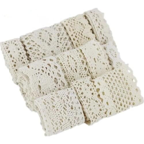 5Meter/roll) White Beige Cotton Embroidered Lace Net Ribbons Fabric Trim Handmade DIY Sewing Craft Materials Lace