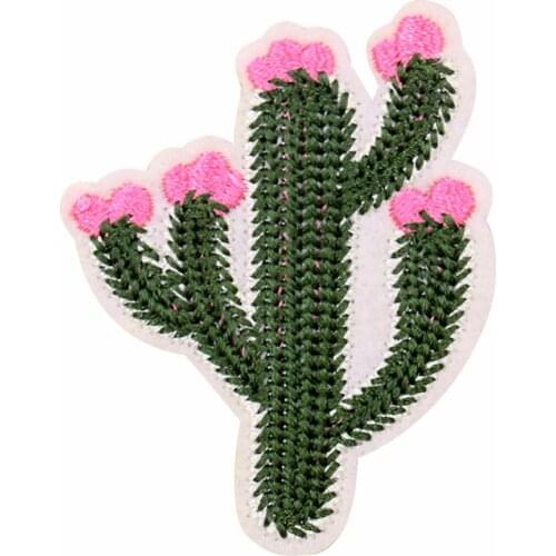 5PCS Cactus Patches Fashion Plants Applique Iron on Transfers for Clothing Embroidery Patch DIY Jeans Sewing Fabric Accessories