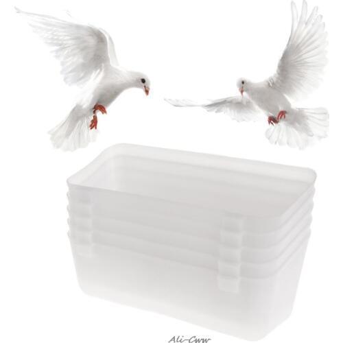5pcs Pigeon Feeder Rectangle Feeding Device Drinking Food Water Plastic Bird Parrot Cage Cup Bowl